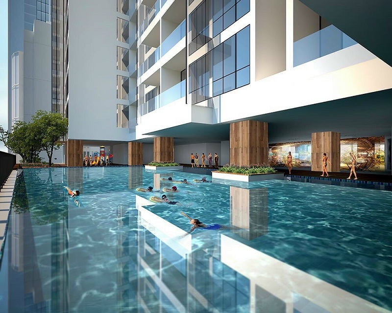 bể bơi ngoài trời tại brg diamond residence 25 le van luong