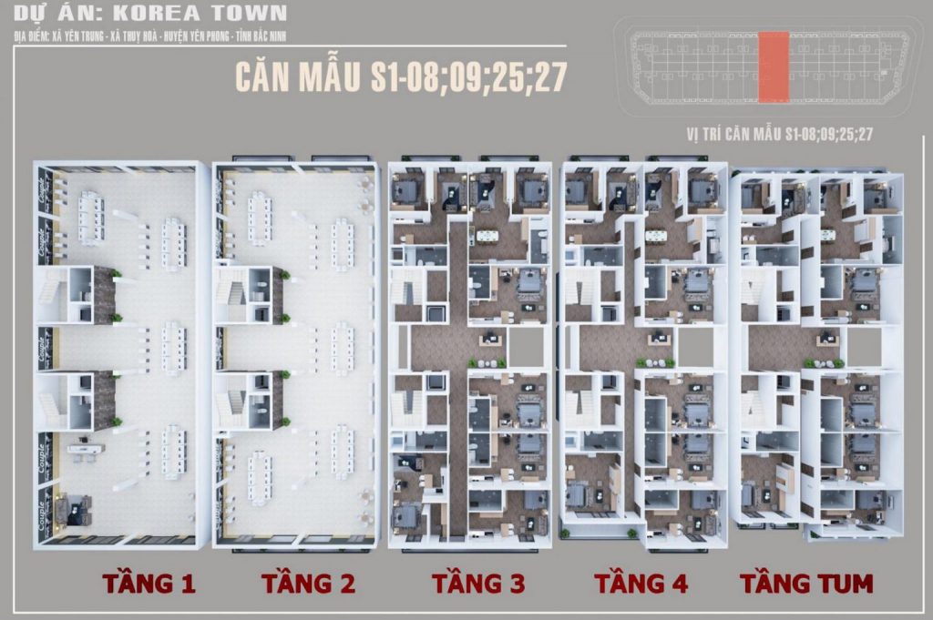 Mặt bằng tầng cơ bản dự án Korea Town Yên Phong