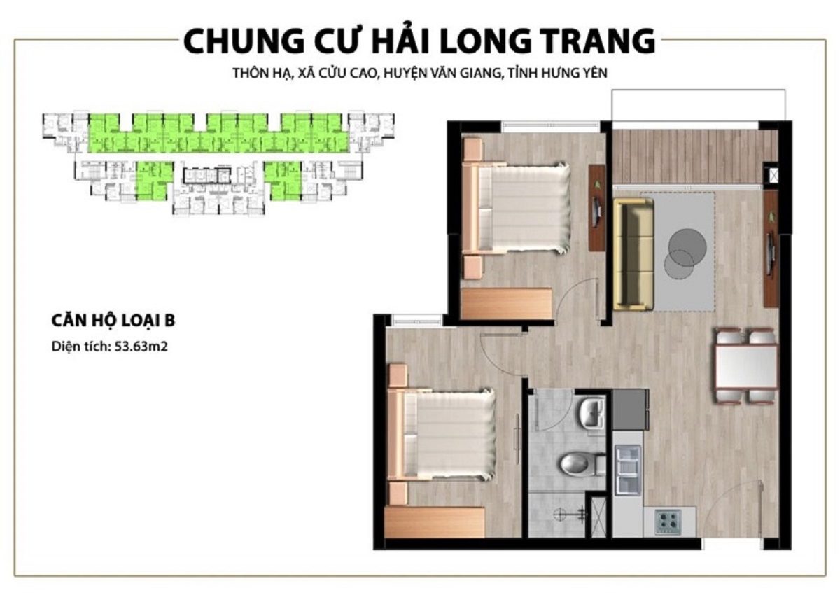 Thiết kế căn hộ B tại chung cư Hải Long Trang Văn Giang 2